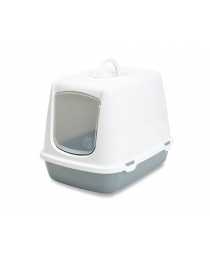 Туалет-домик "SAVIC" "Oscar" для кошек, 50х37х39см,белый/серый, пластик