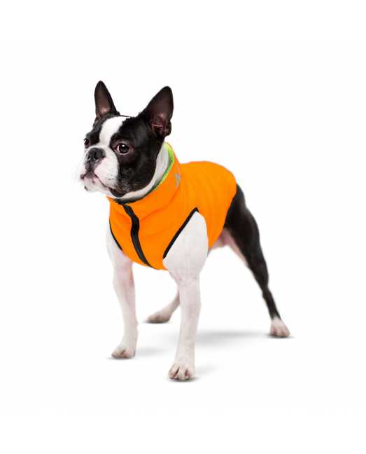 Двусторонняя курточка AiryVest для собак оранжево-cалатовая, размер S40