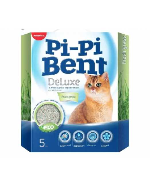 Наполнитель для кошачьего туалета "Pi-Pi-Bent", Deluxe Fresh Grass, бентонит, 5 кг