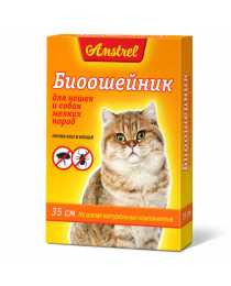 БИОошейник против блох и клещей "Amstrel" для кошек и мелких собак,оранжевый, 35 см