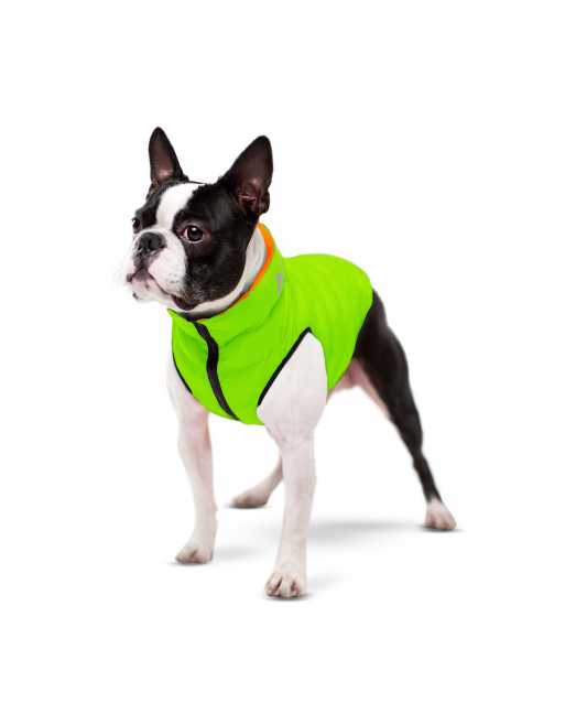 Двусторонняя курточка AiryVest для собак оранжево-cалатовая, размер L55