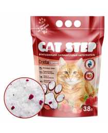 Наполнитель "Cat Step" для кошачьих туалетов "Клубника" силикагелевый впитывающий, 3,8 л