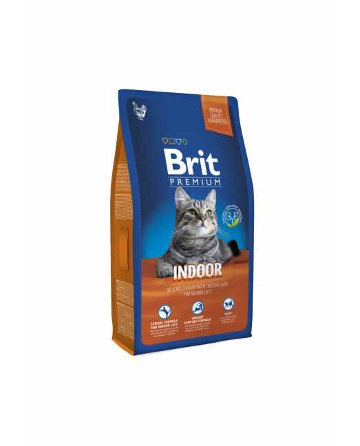 Купить Корм сухой "Brit Premium" для взрослых кошек домашнего содержания ,с курицей, "Indoor", 400 г - зоотовары для Животных.