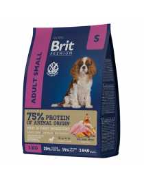 Корм сухой "Brit Premium" для взрослых собак мелких пород , с курицей, "Adult Small", 3 кг