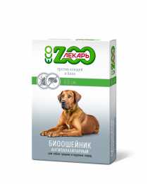 БИОошейник против блох и клещей ЭКО "ZOOЛЕКАРЬ" для собак, зелёный,65 см