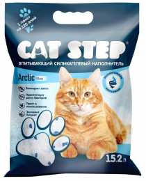 Наполнитель "Cat Step" для кошачьих туалетов, силикагелевый впитывающий "Arctic Blue", 15,2 л